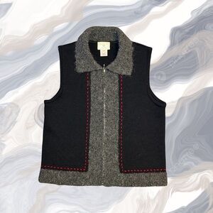 Susan Bristol Black and Gray Vest with Red Accents